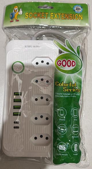 EXTENSÃO 5 tomadas+4 usb+1 TYPE-C