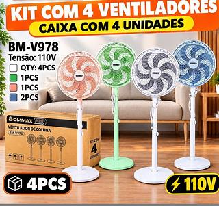 KIT COM 4 VENTILADORES 110V
