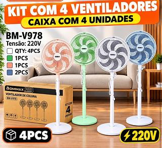 KIT COM 4 VENTILADORES 220V