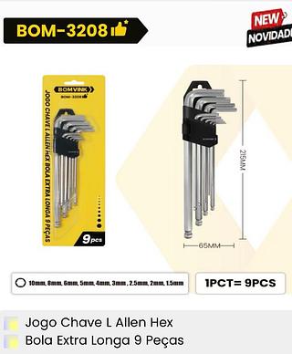KIT JOGO DE CHAVES ALLEN com 9pc