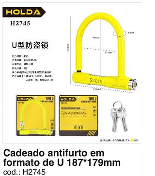 Cadeado antifurto en formato de U 187*179mm