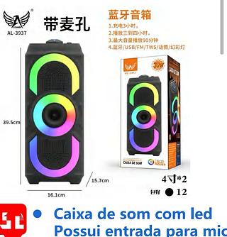 Caixa de som com led