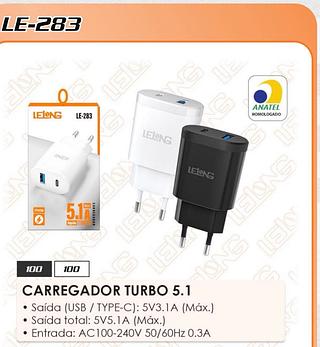 FONTE 5,1A TURBO (1USB/1TIPO-C)
