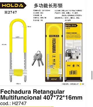 Cadeado Fechadura Retangular Multifuncional 407*72*16mm