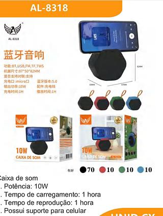 Caixa de som com suporte de celular