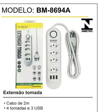 extensão Filtro De Linha 5TOMADA 3USB