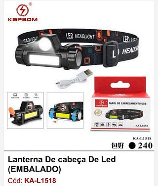 LED Lanterna De Cabeça