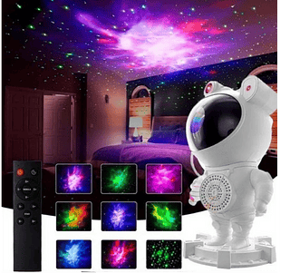 COM BLUETOOTH-PROJETOR DE LUZ ASTRONAUTA GALAXIA E ESTRELA+CONTROLE