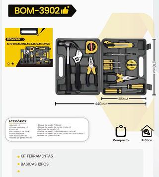 KIT FERRAMENTAS BASICAS 12pcs