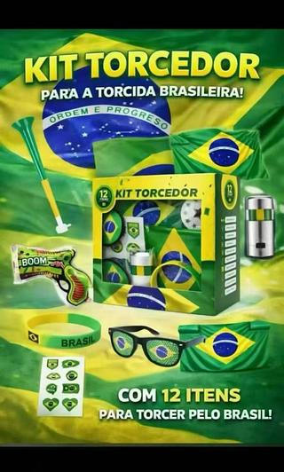 KIT TORCEDOR COM 12 ITENS PARA TORCER PELO BRASIL