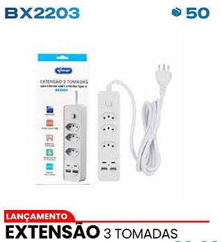 EXTENSÃO 3TOMADAS 2USB 2TY-C