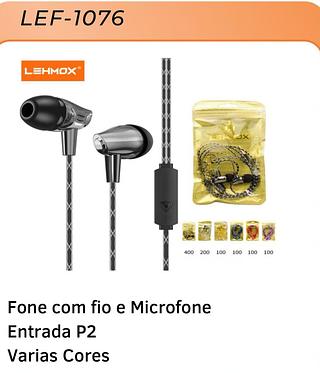 Fone com fio e Microfone Entrada P2