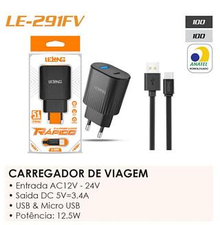 CARREGADOR 2 Entradas (V8)5.1A