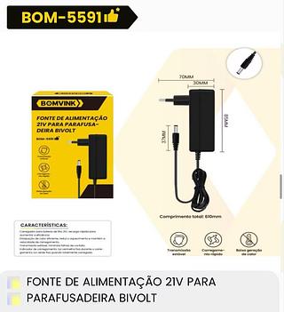 FONTE DE ALIMENTAÇÃO 21V PARA PARAFUSADEIRA BIVOLT(21V)